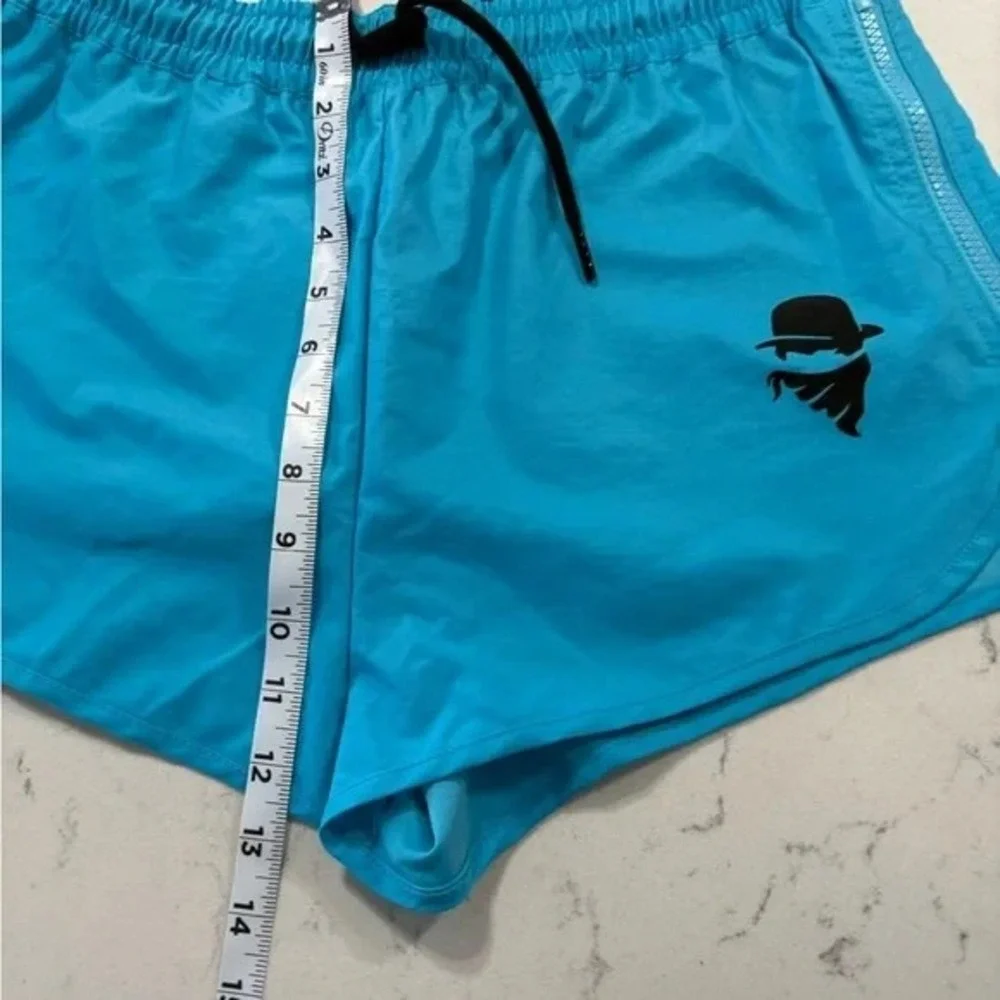 Culprit Women's Large Swim Shorts Coastal Blue Zip‎ Sides Drawstring Size Large